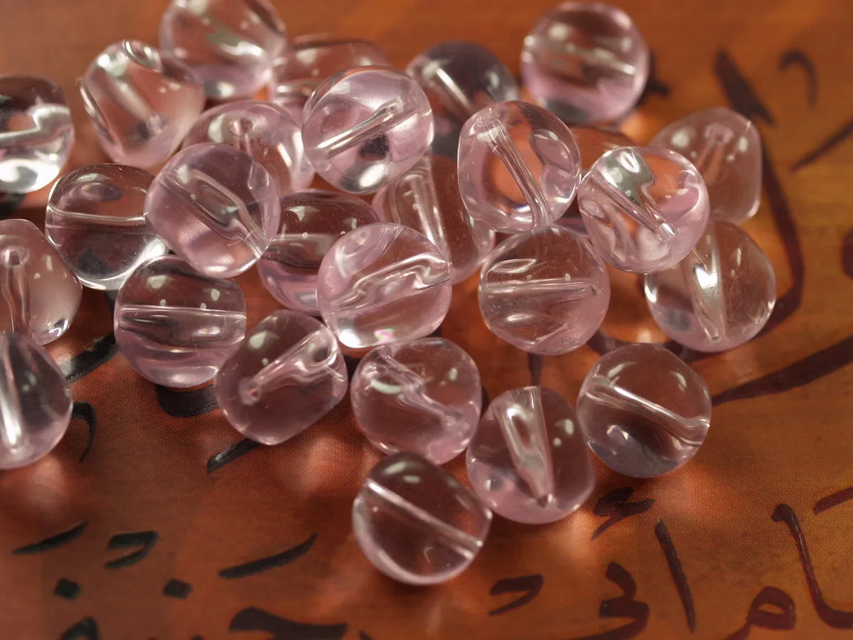 10 pcs Czech Glass 9x8 mm Soft Pink Nugget Beads PC-40