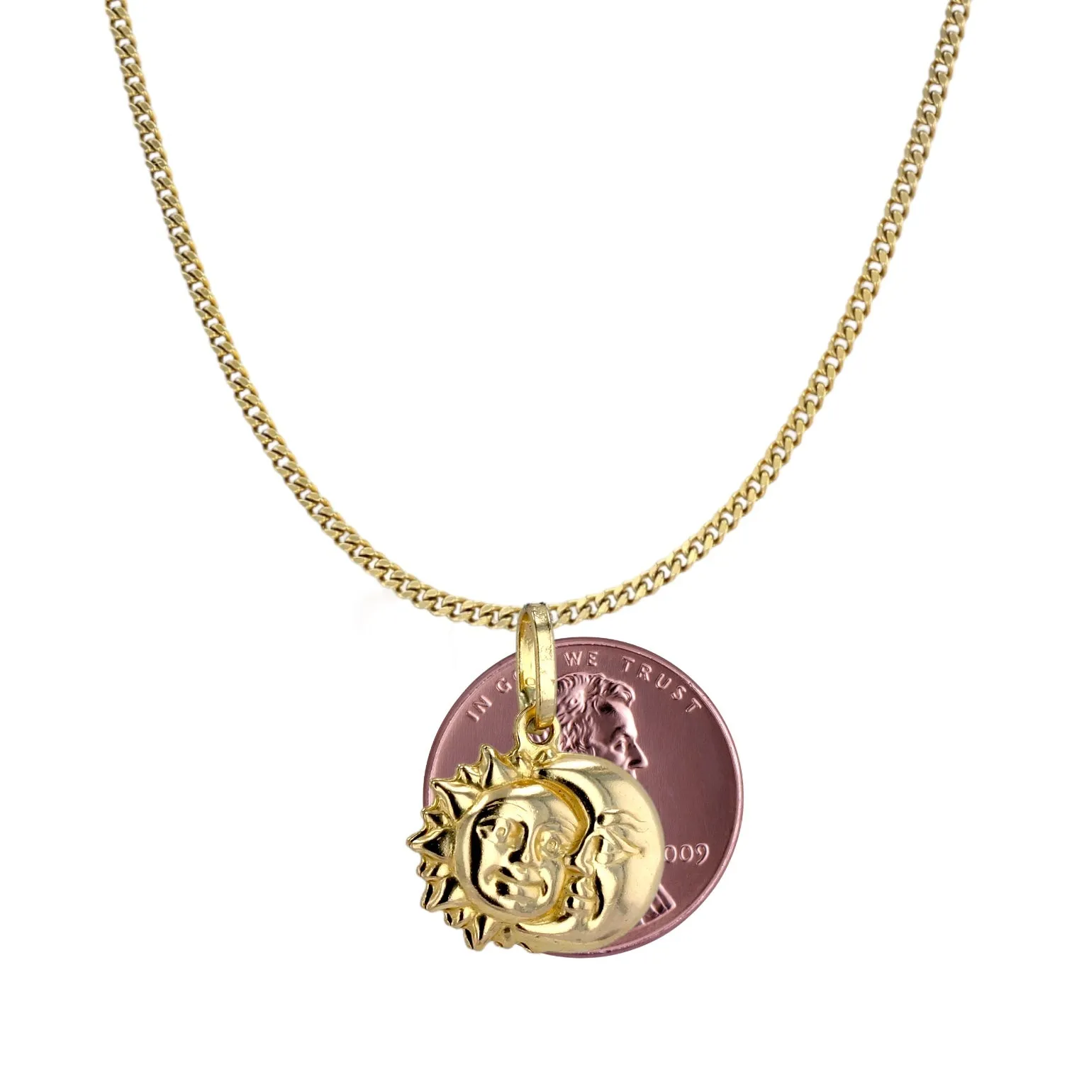 10k yellow gold sun and moon  necklace-50028