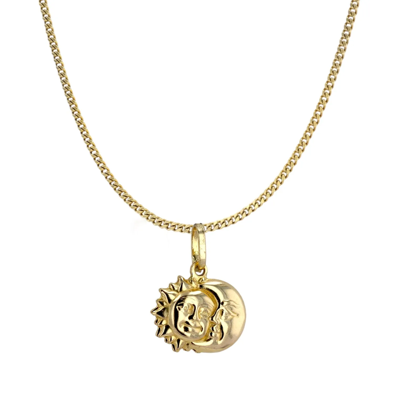 10k yellow gold sun and moon  necklace-50028