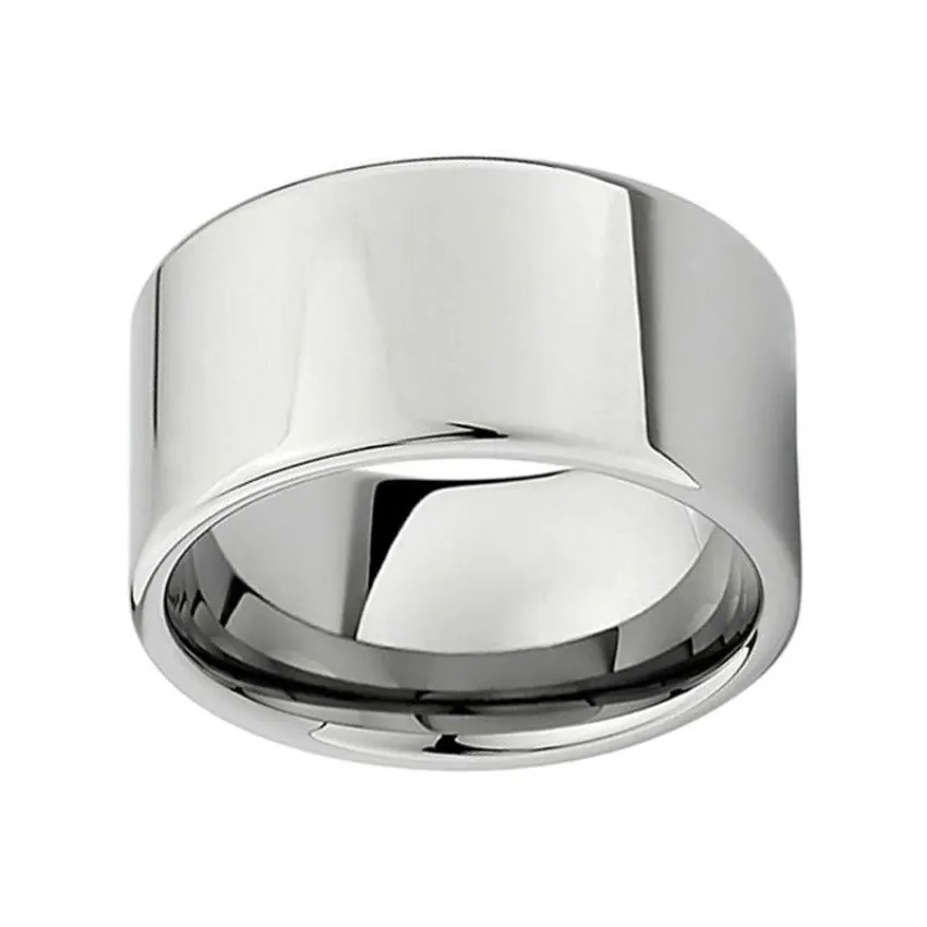 12mm Large Men Silver-Plated Tungsten Wedding Band