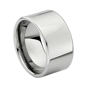 12mm Large Men Silver-Plated Tungsten Wedding Band