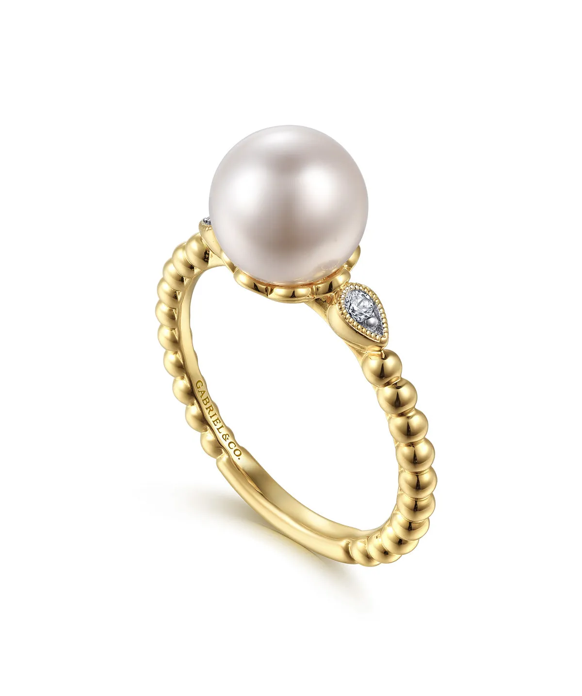 14K Yellow Gold Diamond and Pearl Bujukan Ring