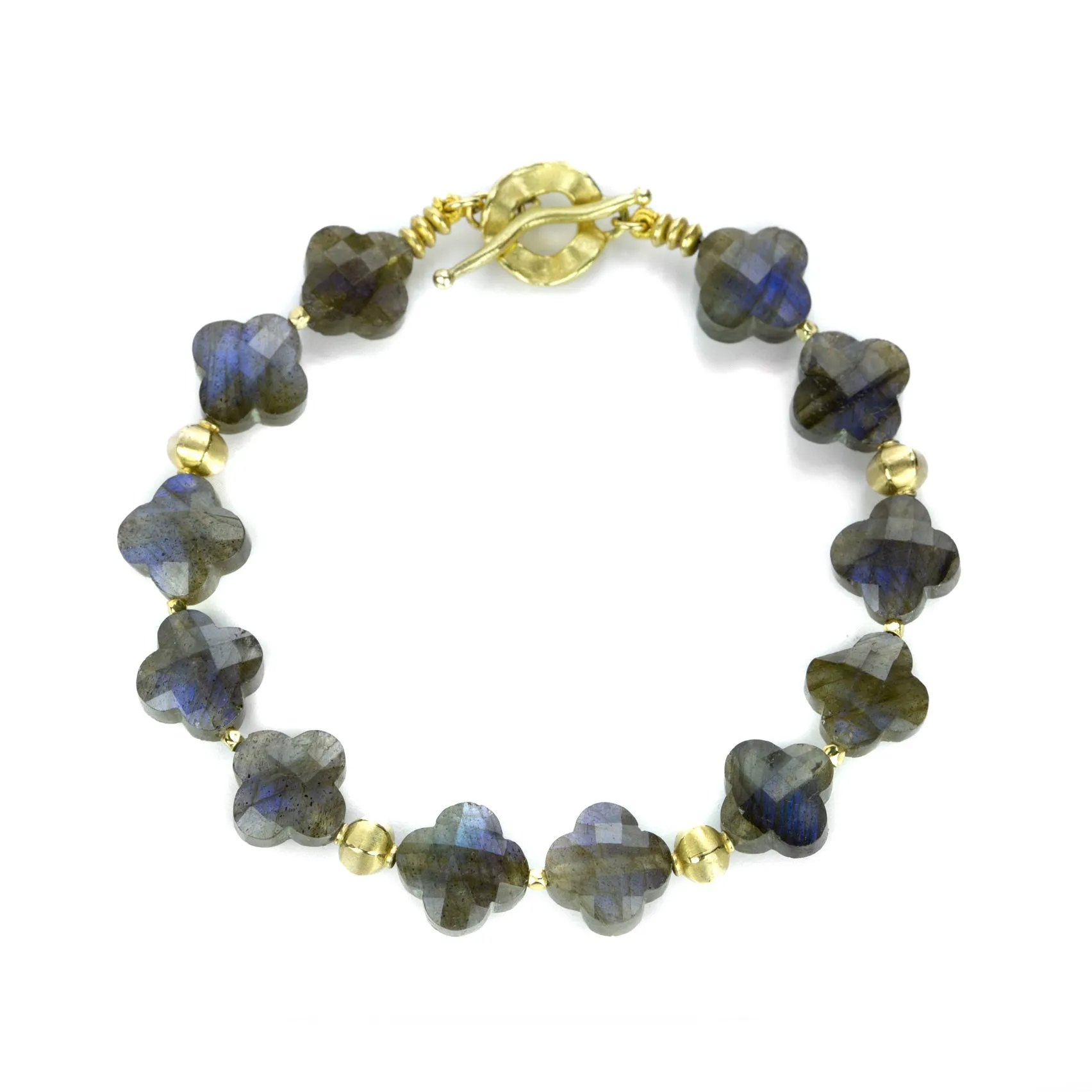 18k Clover Shaped Labradorite Bracelet