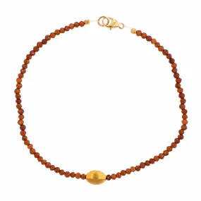 18K Yellow Gold Hessonite Garnet Beaded Bracelet