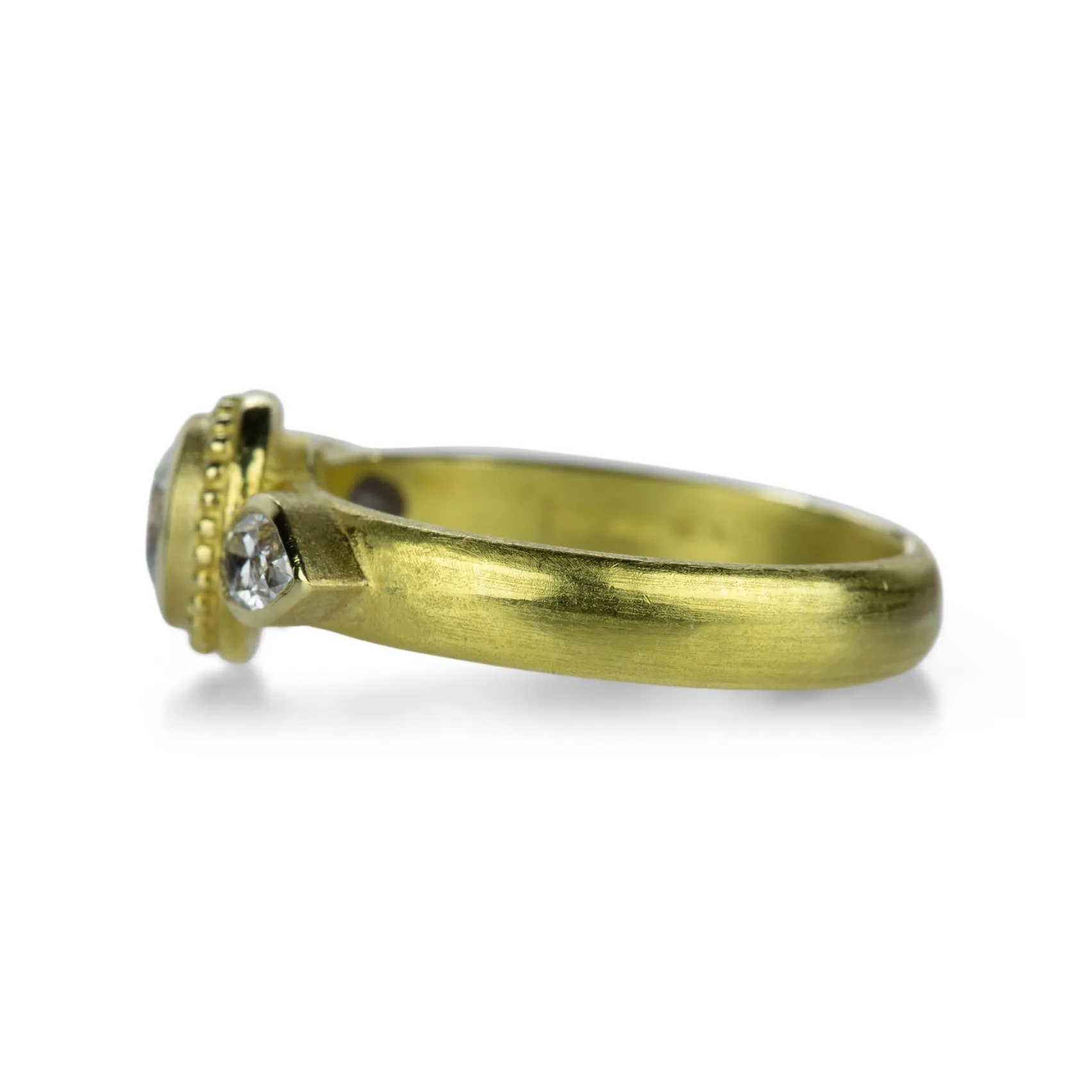 18k Yellow Gold Round and Pear Shaped Diamond Ring