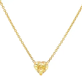 18K Yellow Gold Yellow Diamond Heart Pendant Necklace