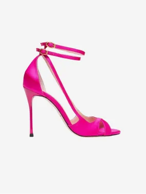 2am Dancing in the Club Fuchsia Vegan Strappy Heels | Recycled Satin