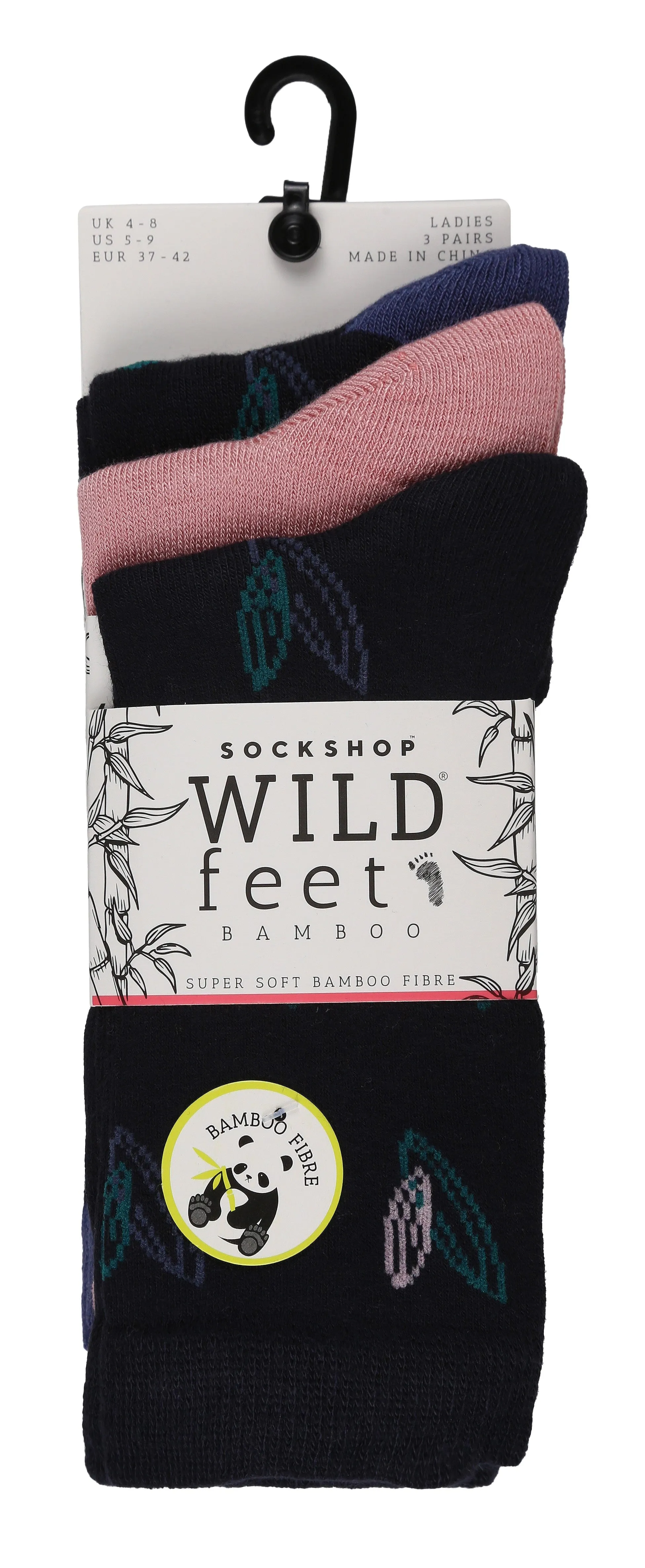 3 Pair Wild Feet Womens Patterned Bamboo Socks