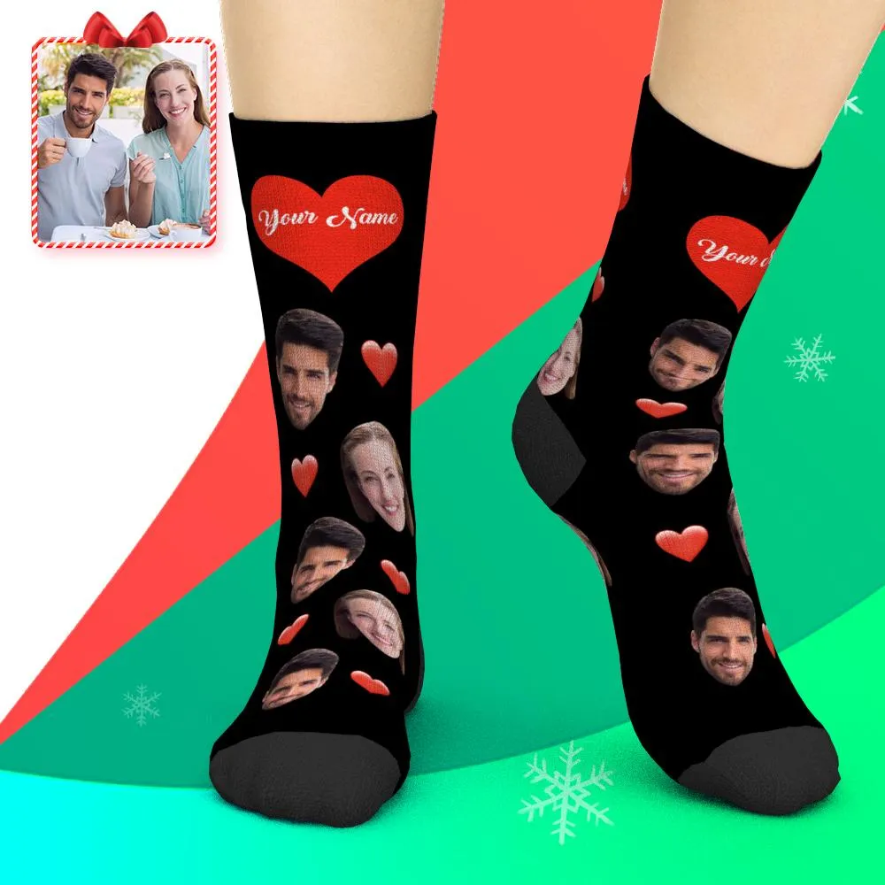 3D Preview Custom Face Heart Socks with Your Text