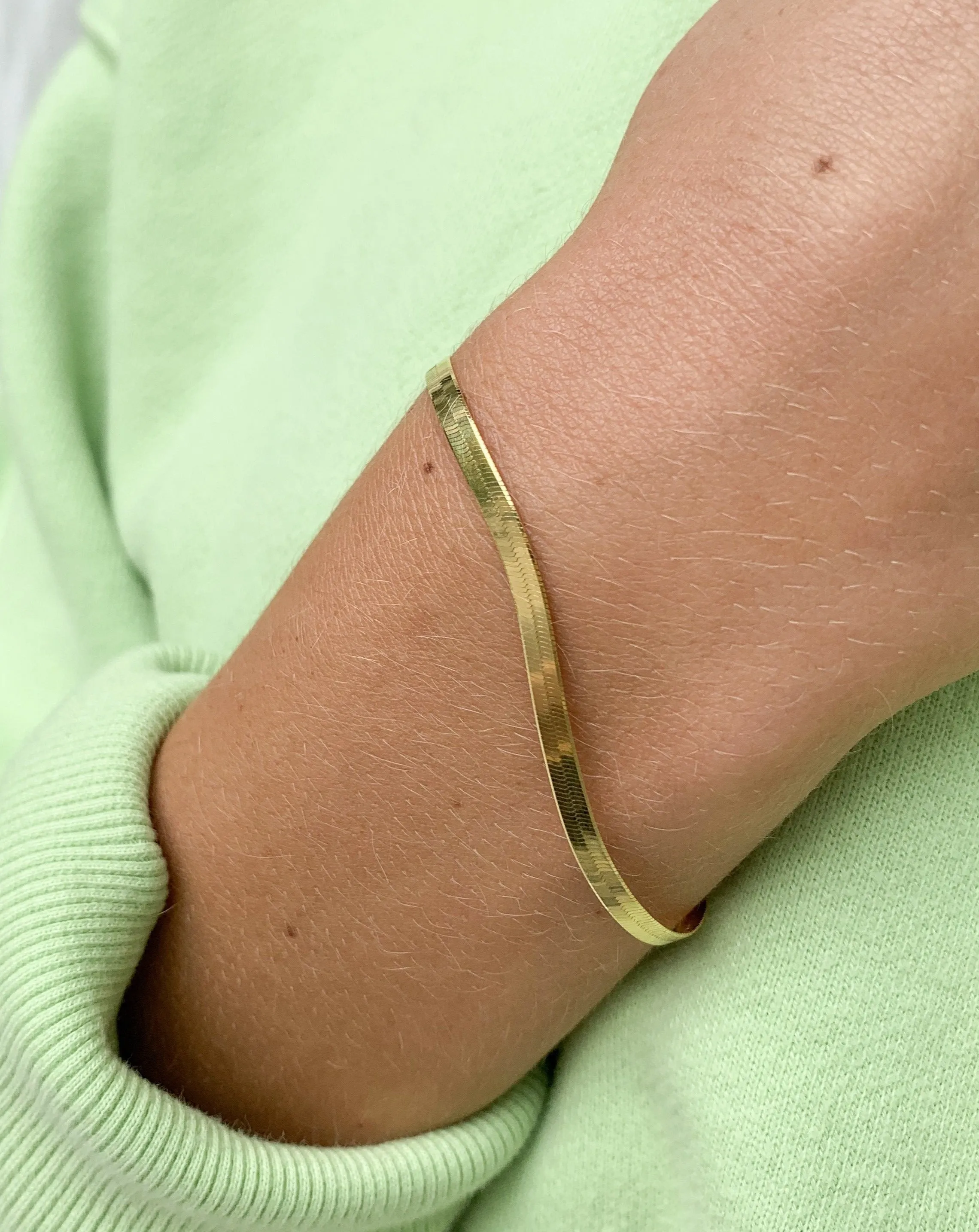 3mm Herringbone Bracelet - Gold Vermeil