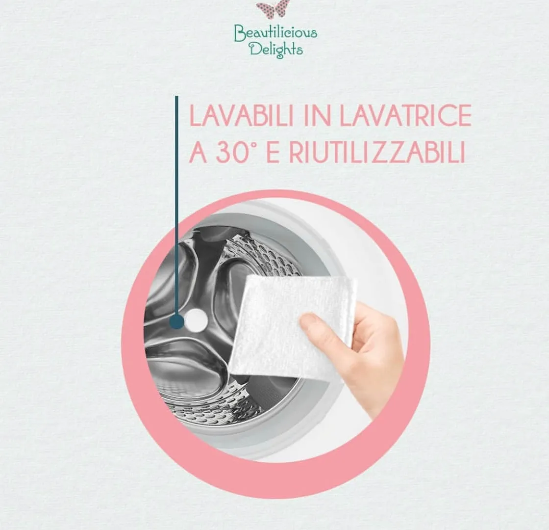 4 Pad Struccanti Doppi Bicolore Riutilizzabili in Fibra di Bambù