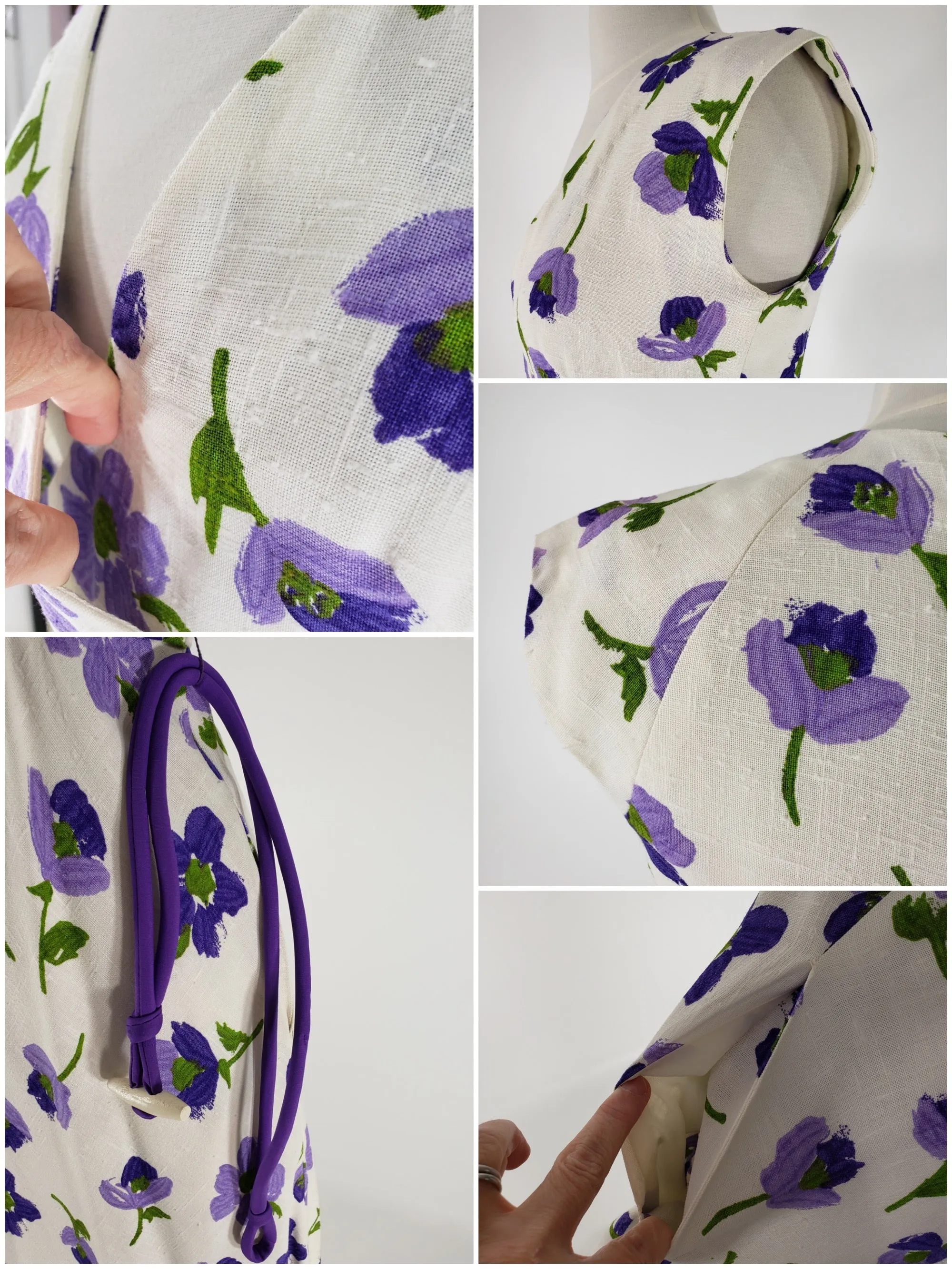 70s Purple Floral Day Dress - sm