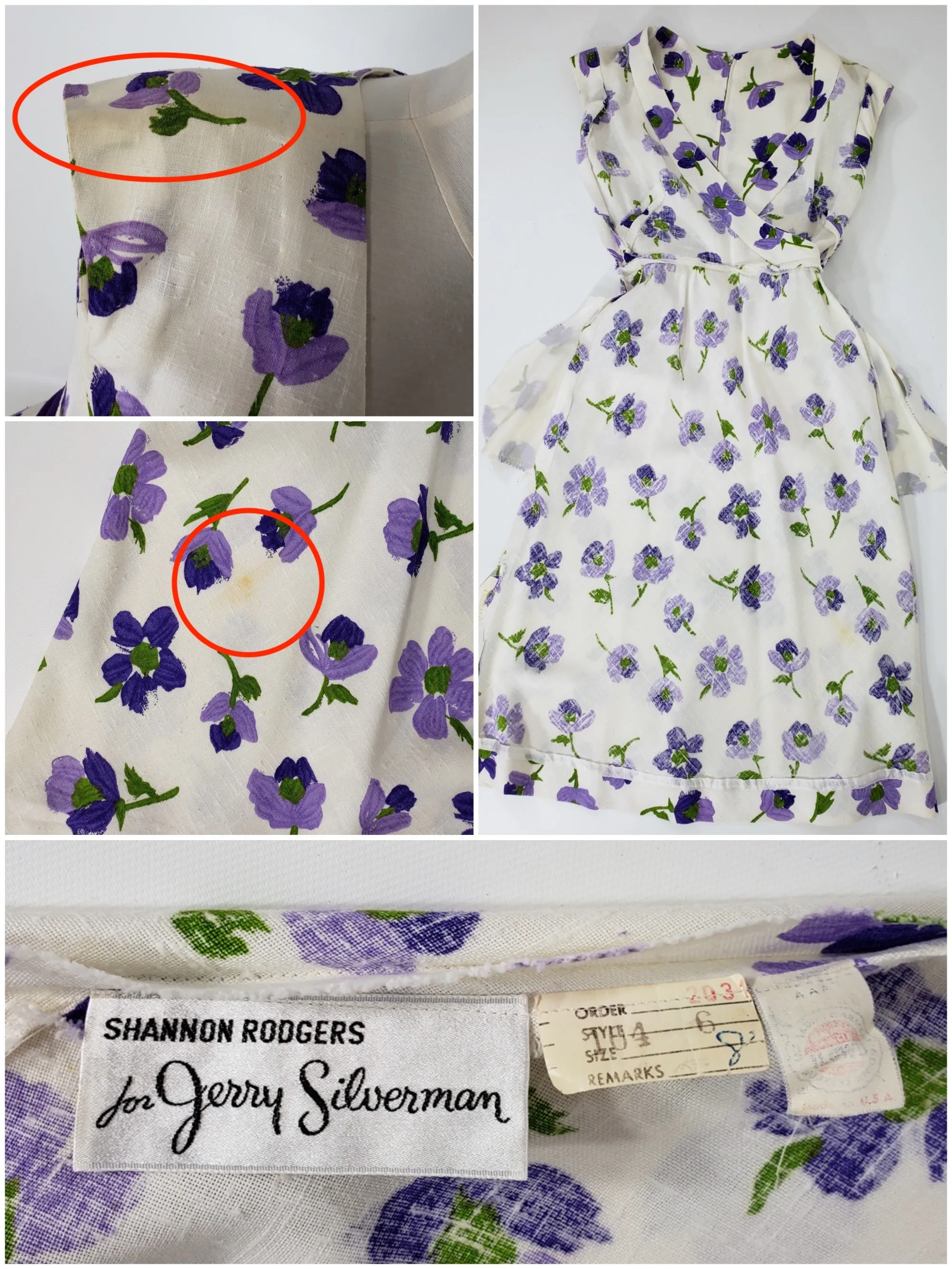 70s Purple Floral Day Dress - sm