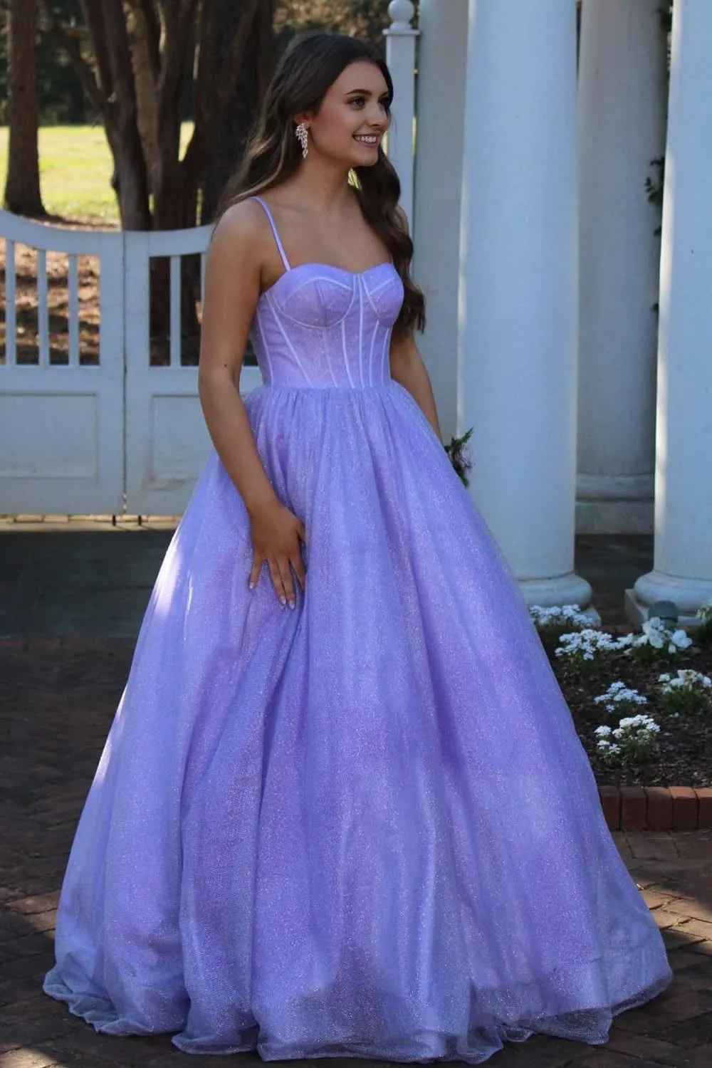 A Line Spaghetti Straps Sky Blue Long Prom Dress