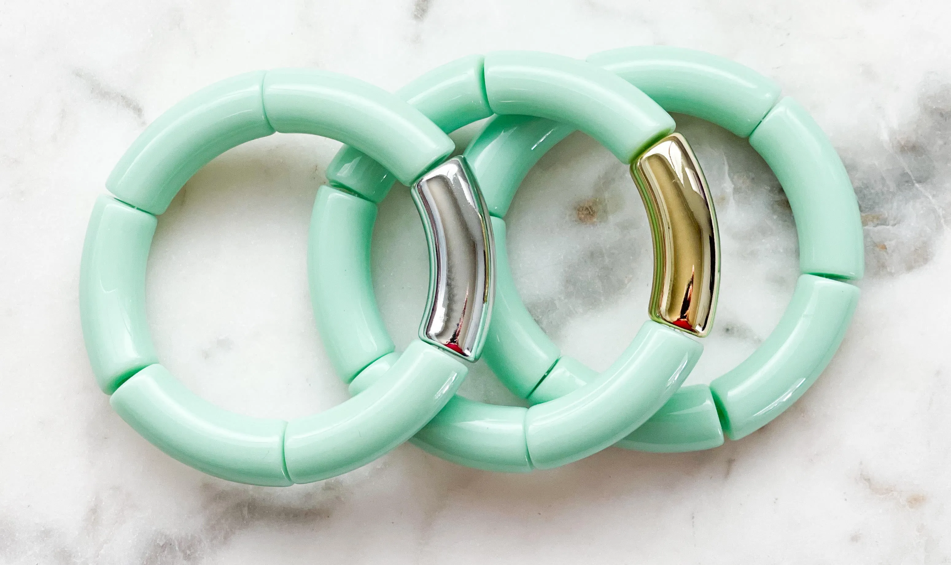 Acrylic Bamboo Bangle Bracelet Mint Green