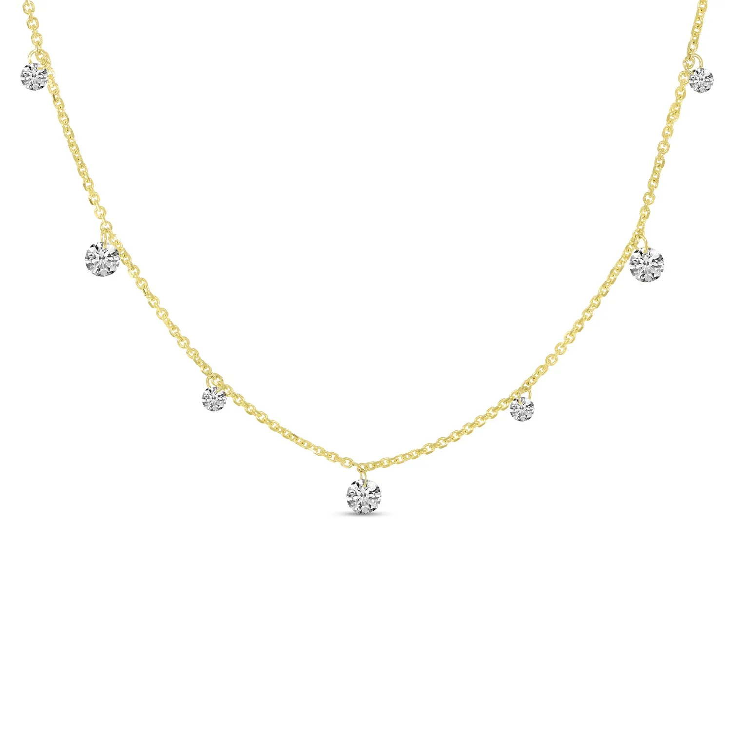 AFJ Diamond Collection - Diamond 7 Stone Necklace, Yellow Gold