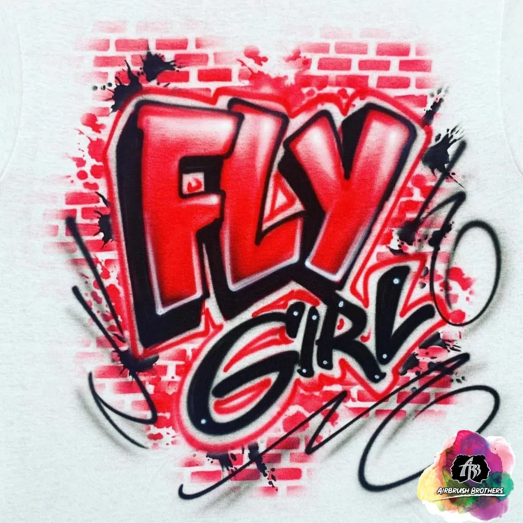 Airbrush Fly Girl Brick Shirt Design