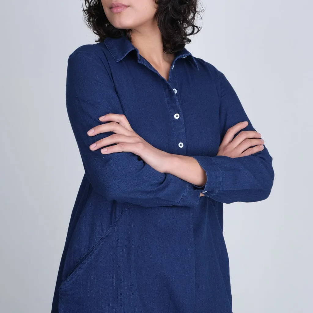 Alexa Cotton Shirt Dress | Denim