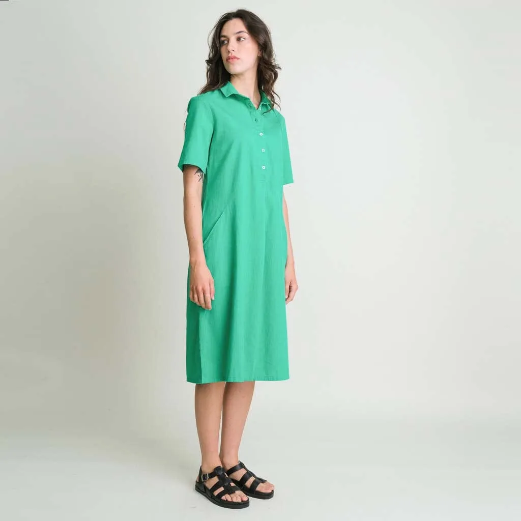 Alexa Linen & Cotton Shirt Dress | Mint