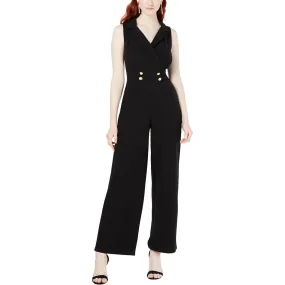 Almost Famous Womens Surplice Button Detail Jumpsuit