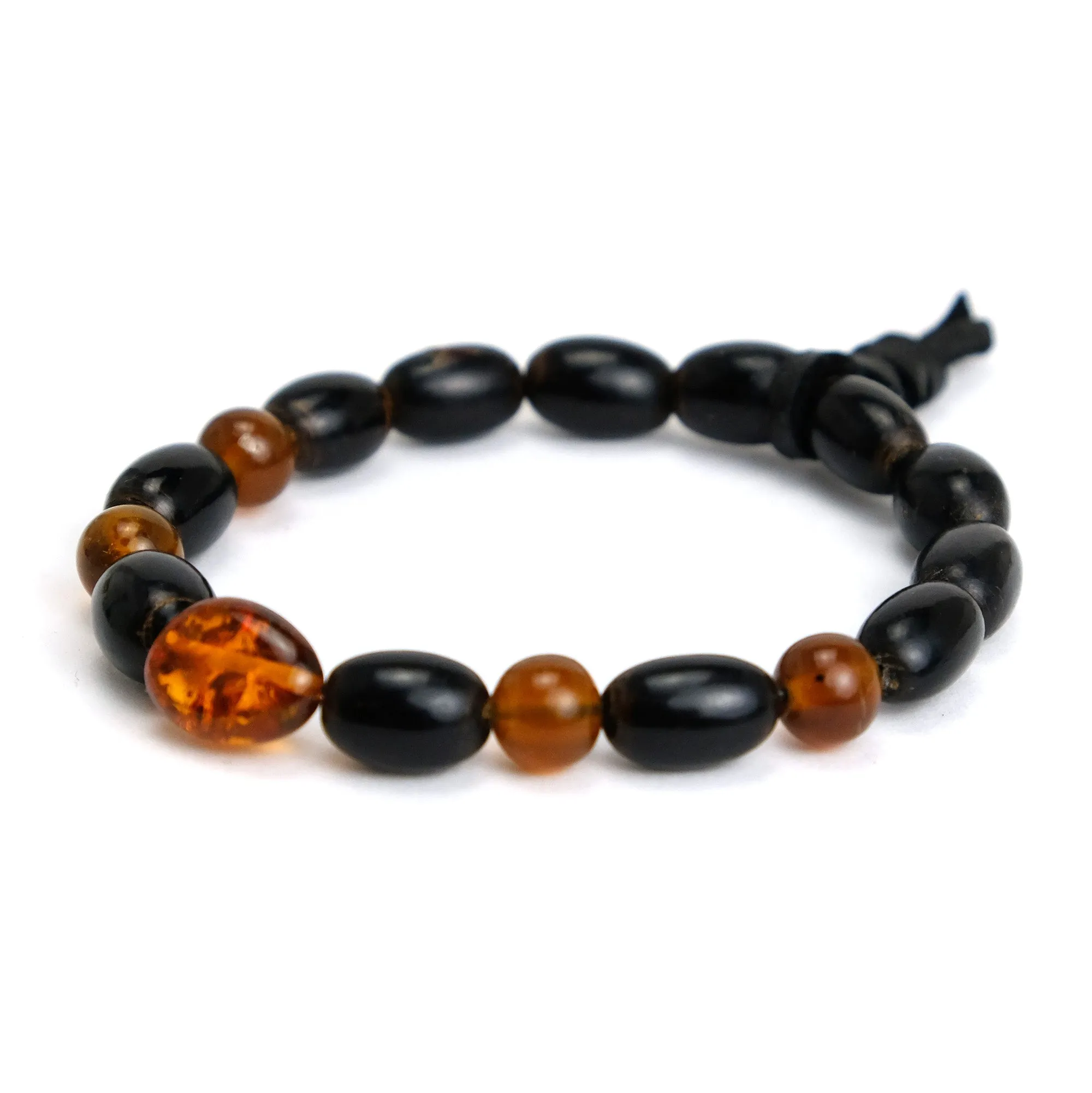 Amber with Black Coral Stretch Bracelet