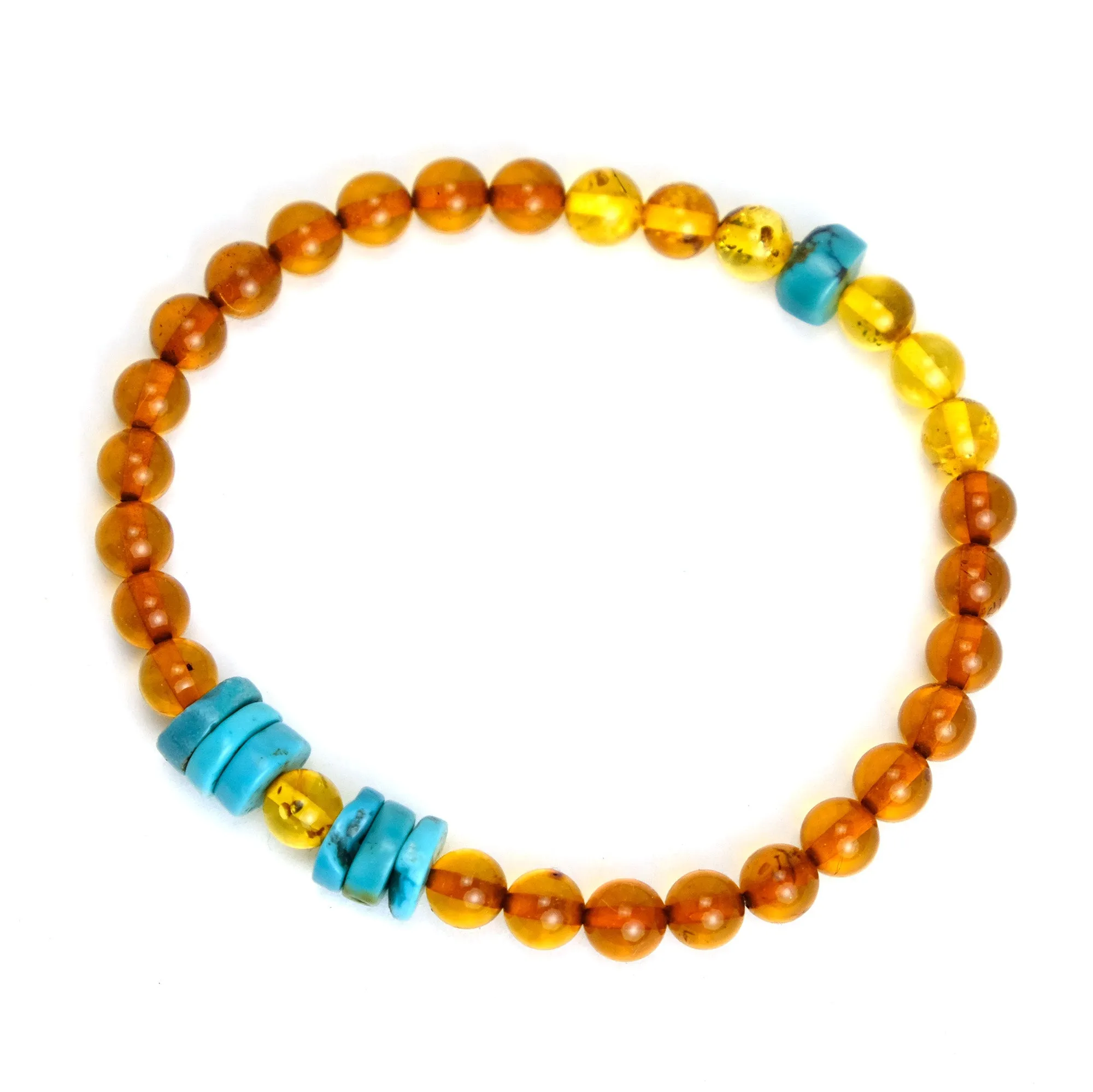 Amber with Turquoise Stretch Bracelet