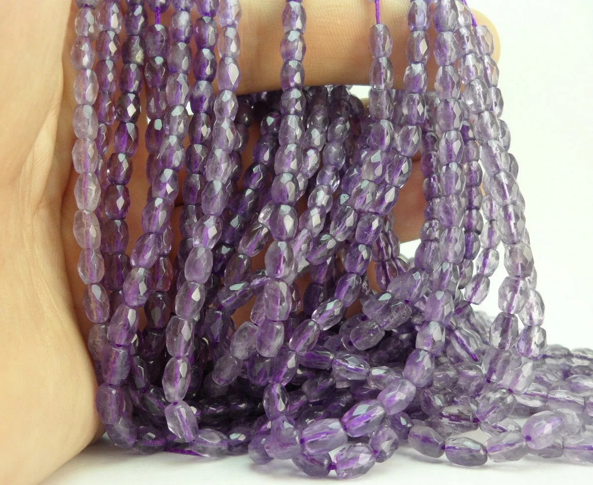 Amethyst 6x4mm Barrel  Faceted Gemstone Beads 15.5 inches Full Strand G50