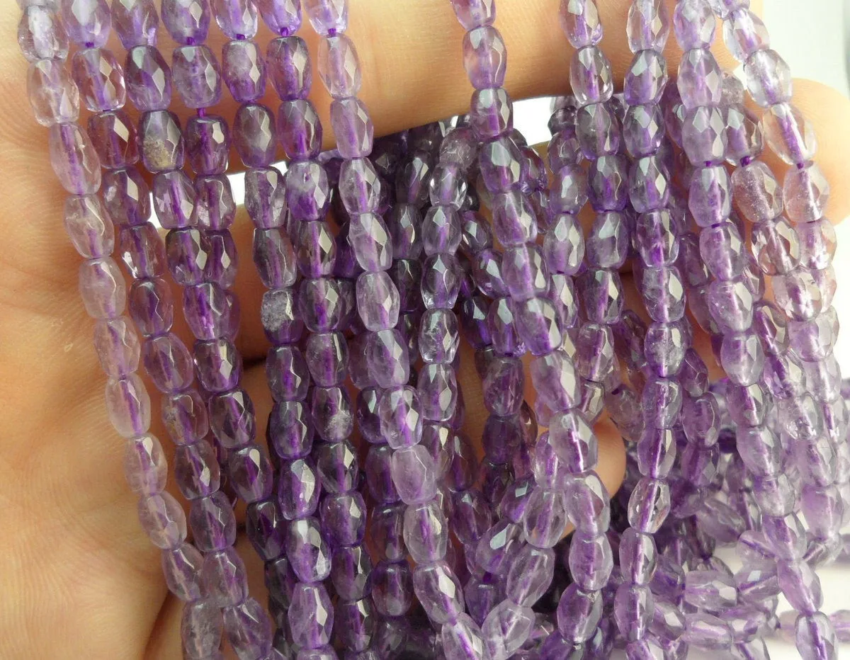 Amethyst 6x4mm Barrel  Faceted Gemstone Beads 15.5 inches Full Strand G50