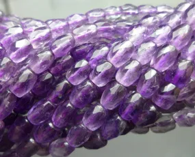 Amethyst 6x4mm Barrel  Faceted Gemstone Beads 15.5 inches Full Strand G50