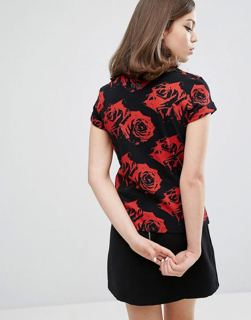 Amy Winehouse Black Rose Print Pique Shirt