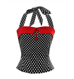 Années 50 Blouse Bretelles Pin Up A pois