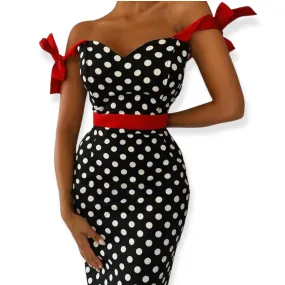 Années 50 Robe Bustier A Pois Pin Up Lucille