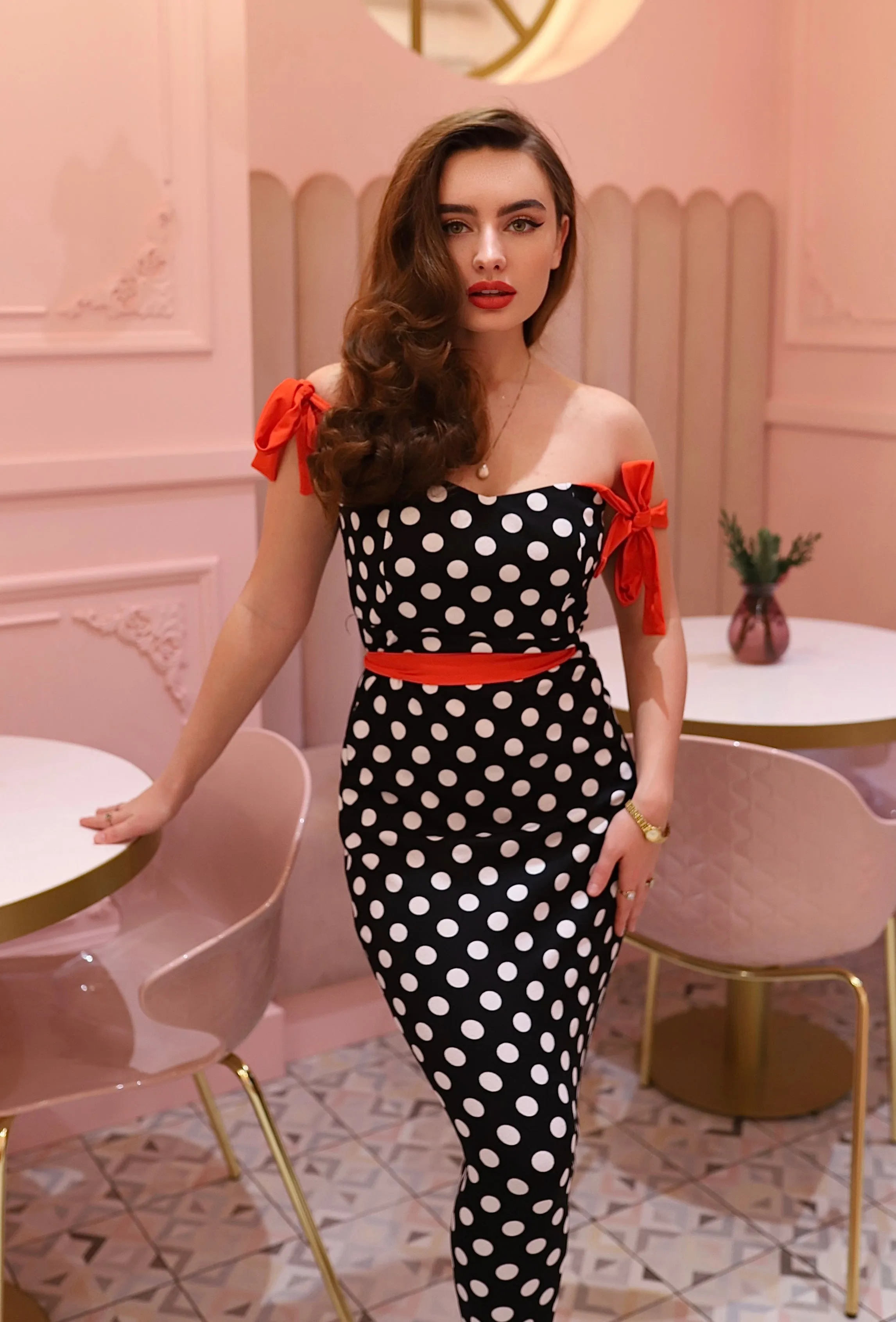 Années 50 Robe Bustier A Pois Pin Up Lucille