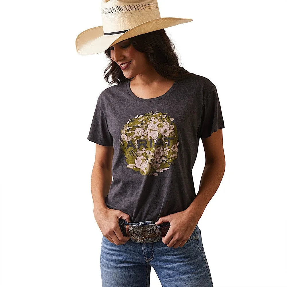 Ariat Women's Floral T-Shirt Charcoal Heather