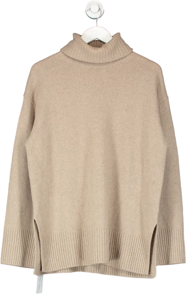 Arket Beige Oversized Cashmere Roll-neck Jumper UK S