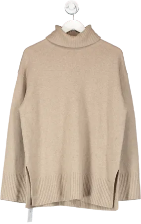 Arket Beige Oversized Cashmere Roll-neck Jumper UK S