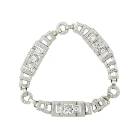 Art Deco 14kt/Platinum   Diamond Bracelet 0.90ctw