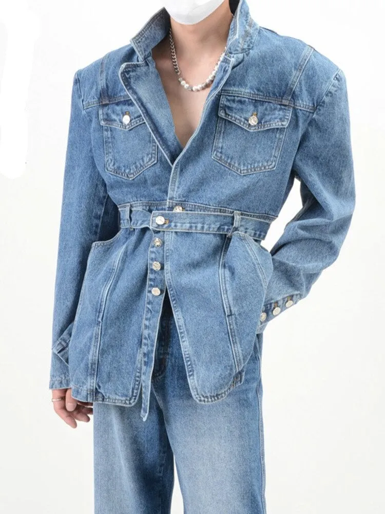 Ashore Boutique Innovative Denim Women's Loose Relaxed Long Sleeve Coat and Jeans 2023