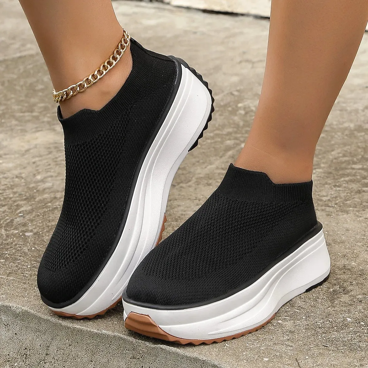 Ashore Shop Spring and Autumn 2023 Women's Vulcanized Platform Shoes Comfortable Walking Casual Shoes