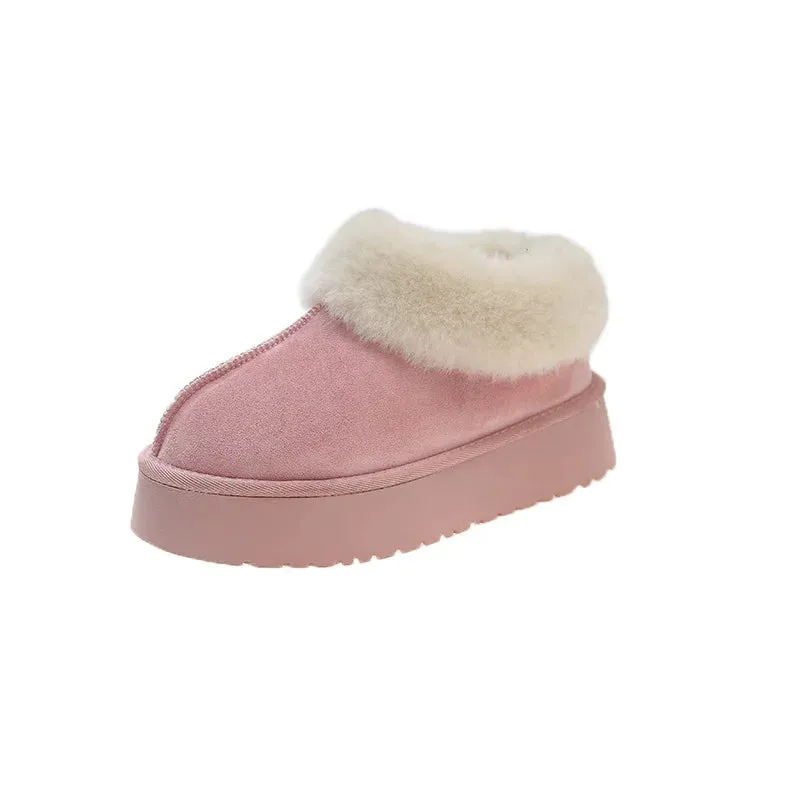 Ashore Shop Women Slippers Micro Suede Fuzzy Shearling Lining Ankle Moccasin Bootie