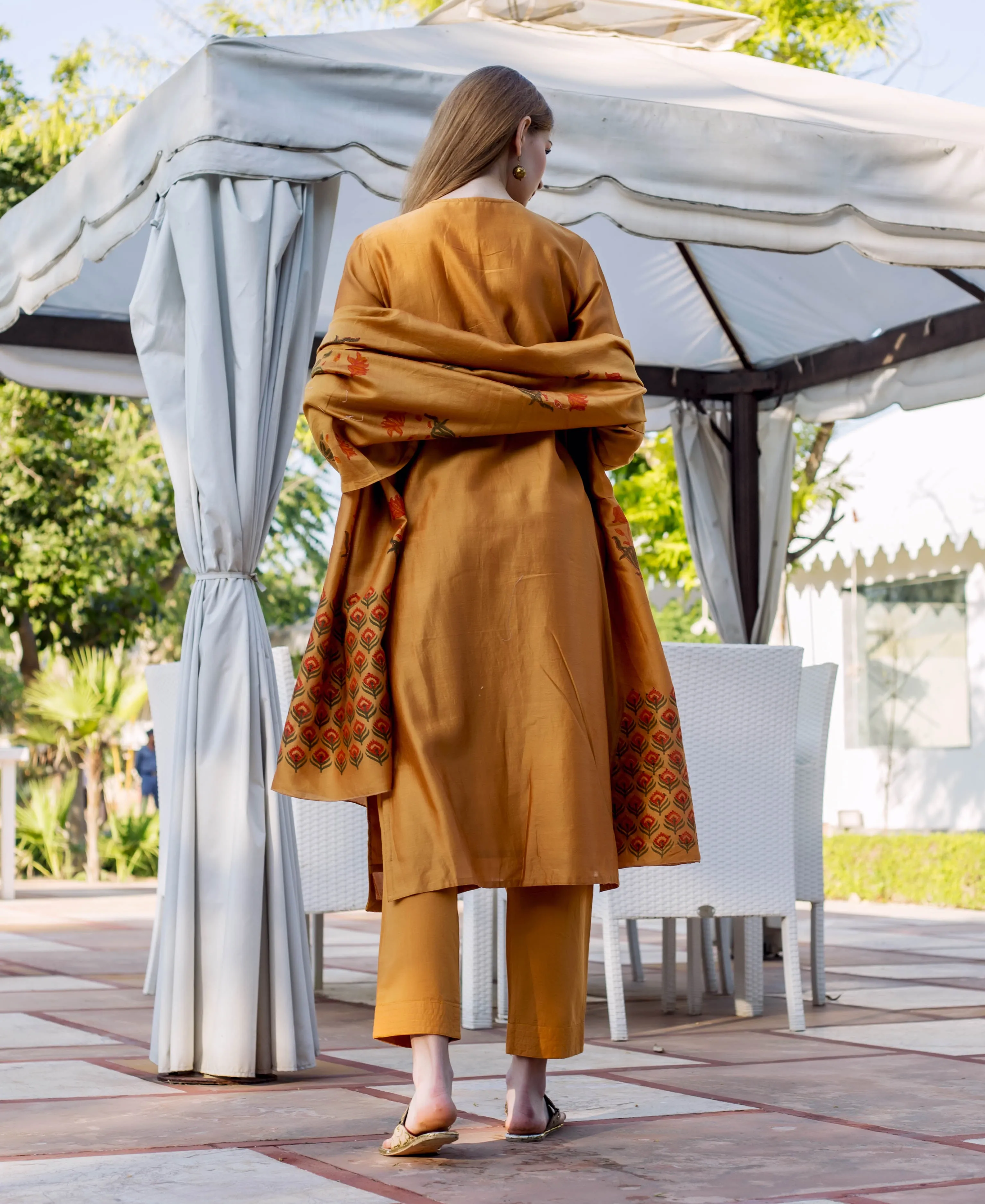 Autumn Rust Embroidered Kurta