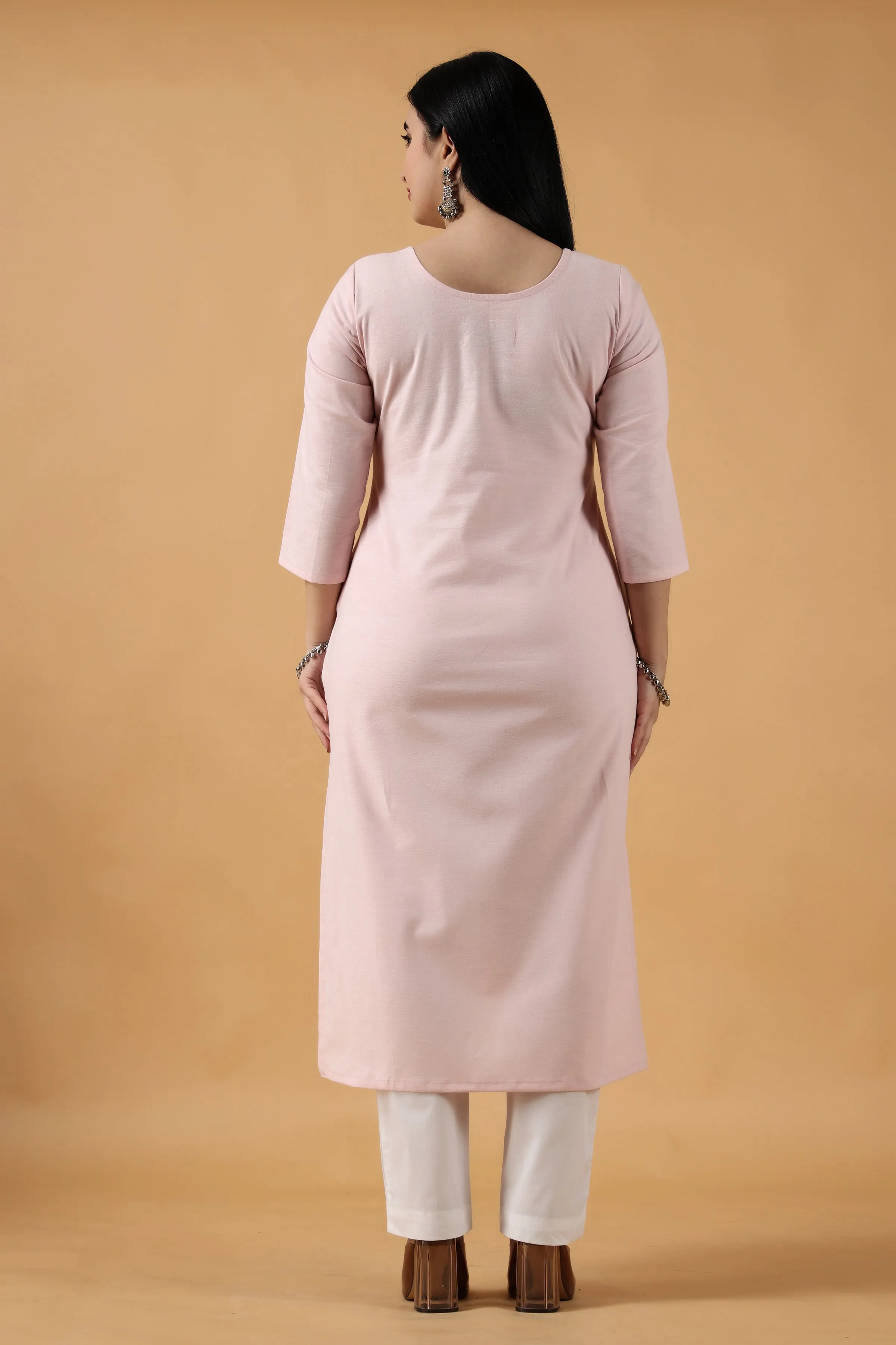 Baby Pink Cotton Kurta