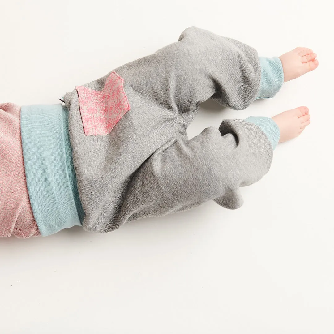 Baby sweat pants with pockets "Sweat Grey/Dandelion Pink"