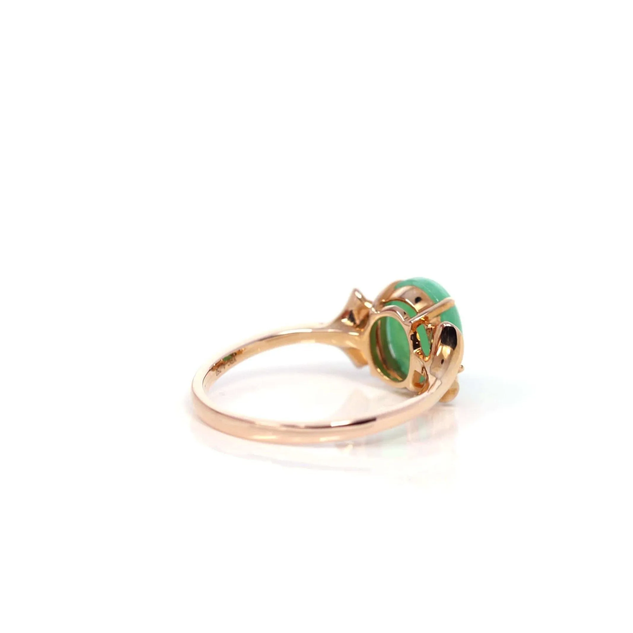 Baikalla? "Aretha" 18k Rose Gold Natural Imperial Jadeite Morning Glory Engagement Ring