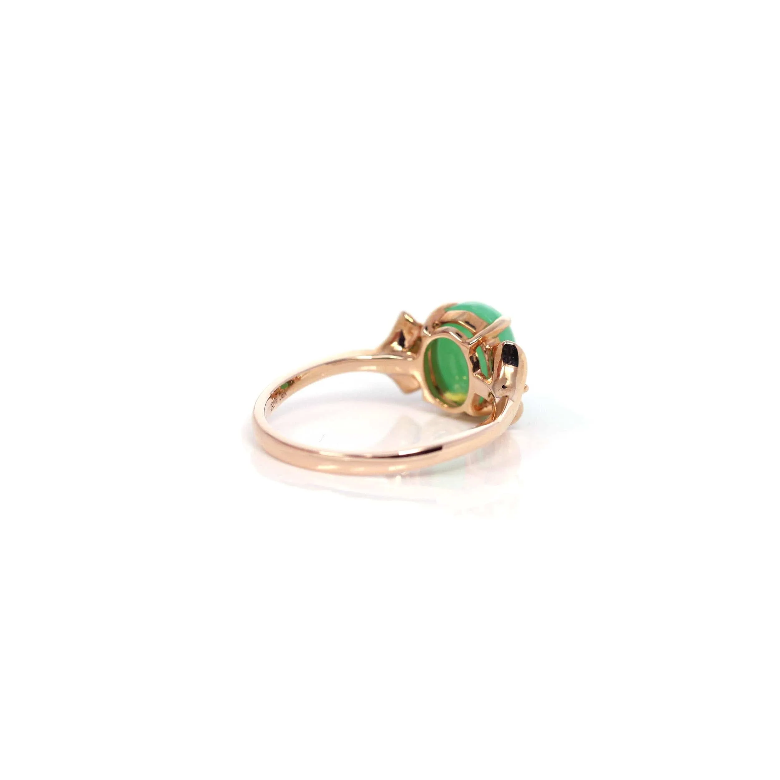 Baikalla? "Aretha" 18k Rose Gold Natural Imperial Jadeite Morning Glory Engagement Ring