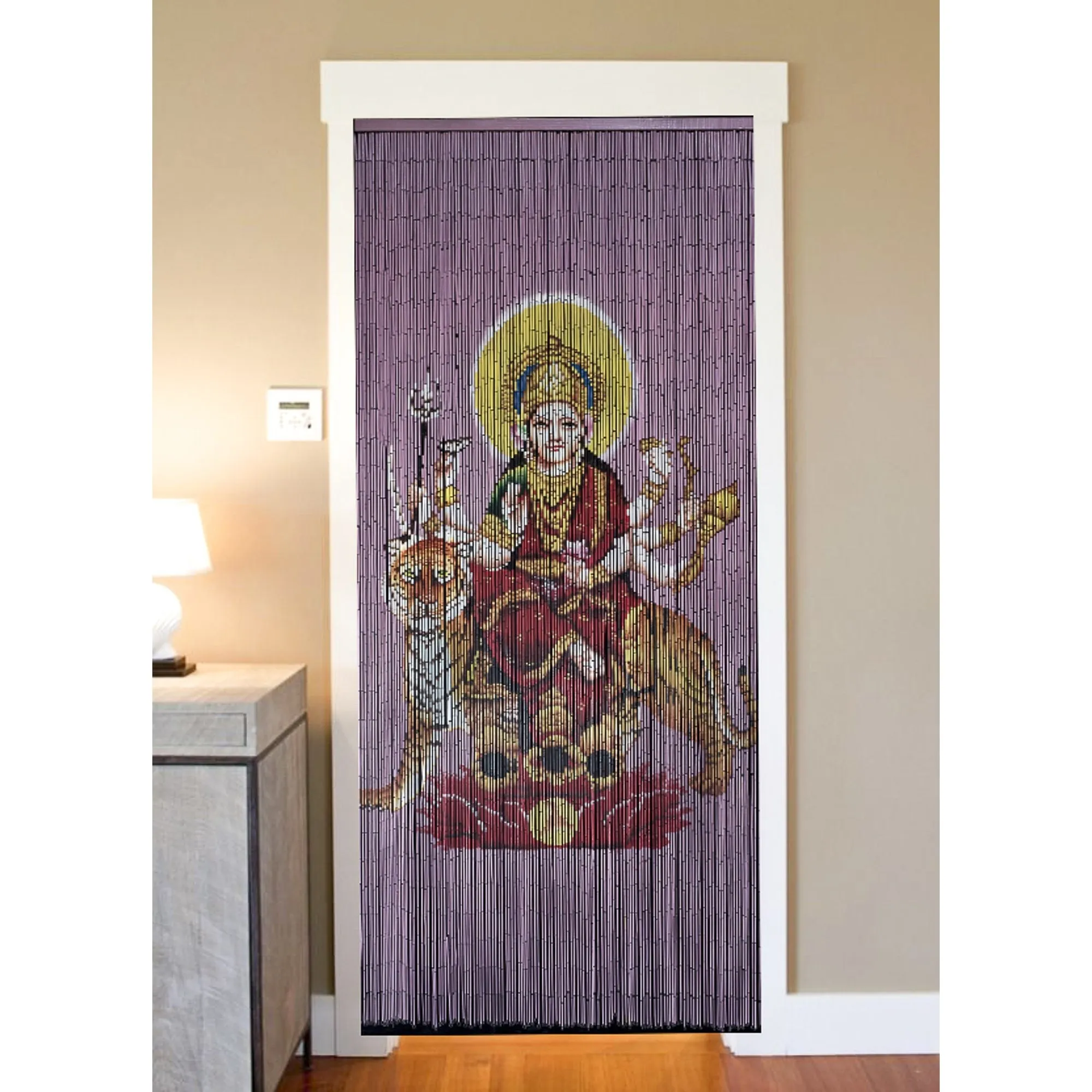 Bamboo Beaded Curtain Hand Painted - Durga