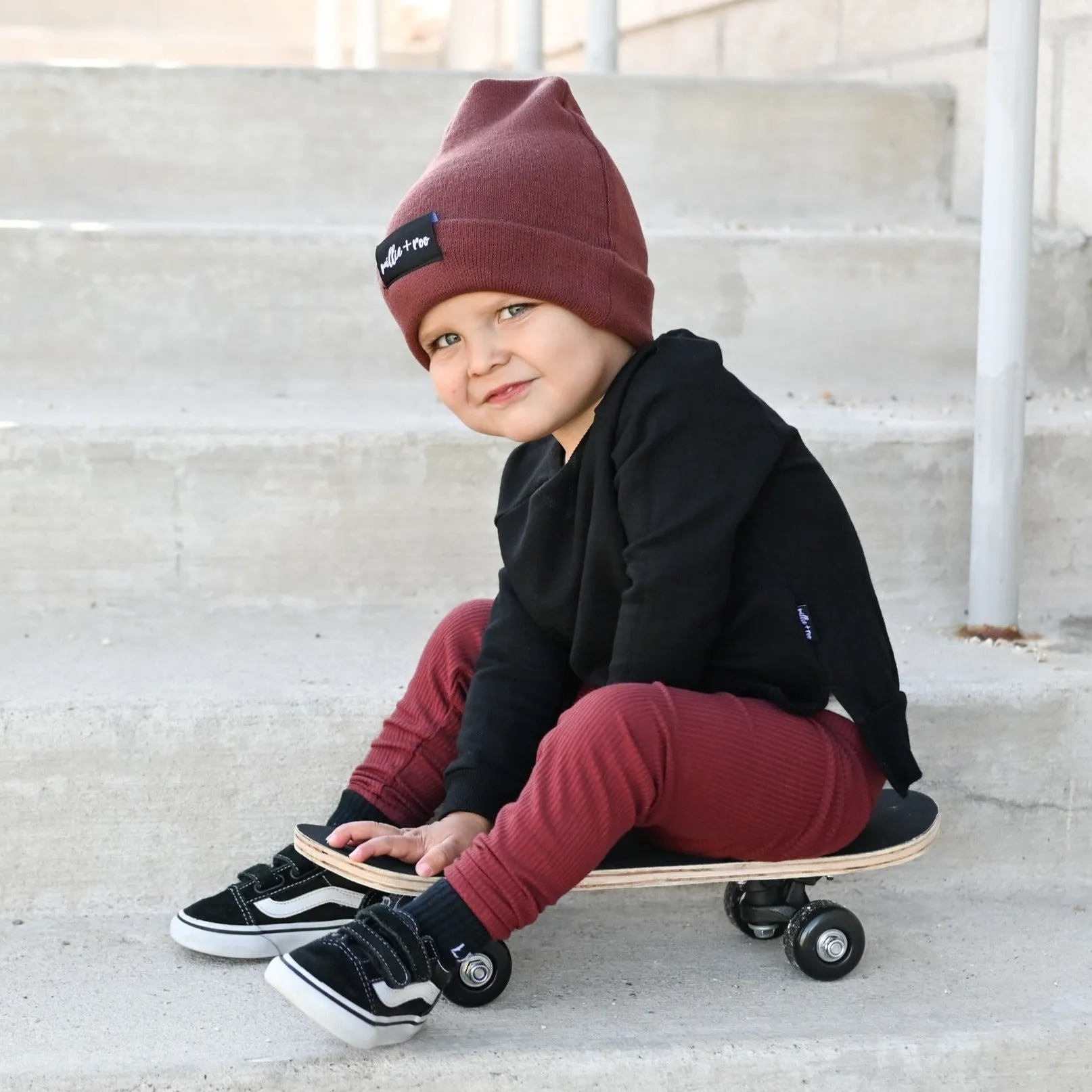 BAMBOO CUFF BEANIE- Oxblood