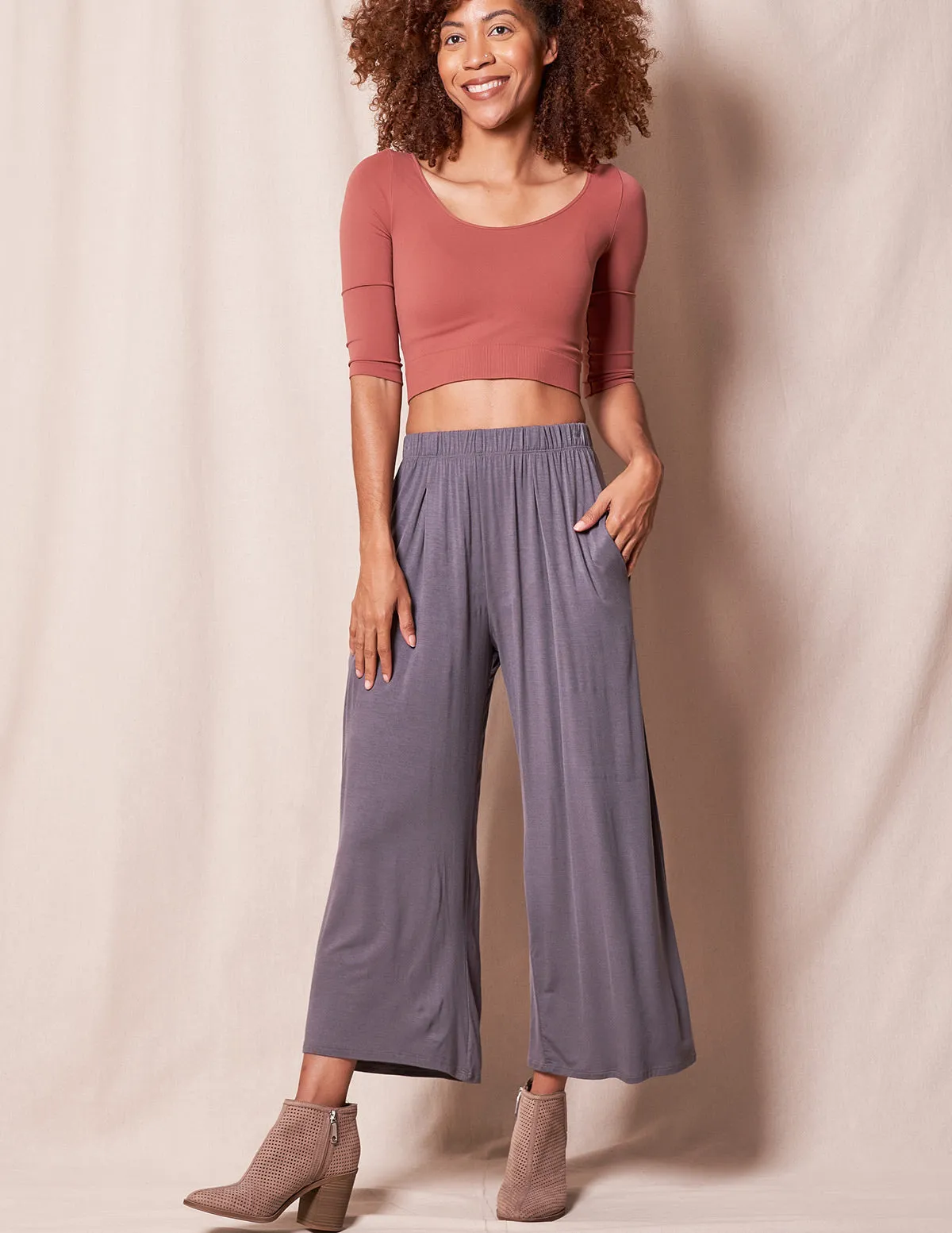 Bamboo Flowy Crop Pants - As-Is-Clearance