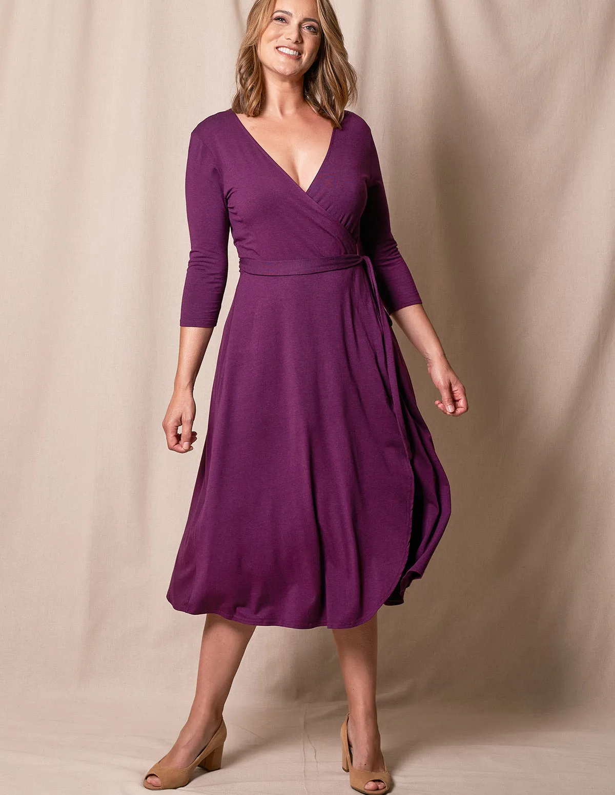 Bamboo / Organic Cotton Wrap Dress - Plum