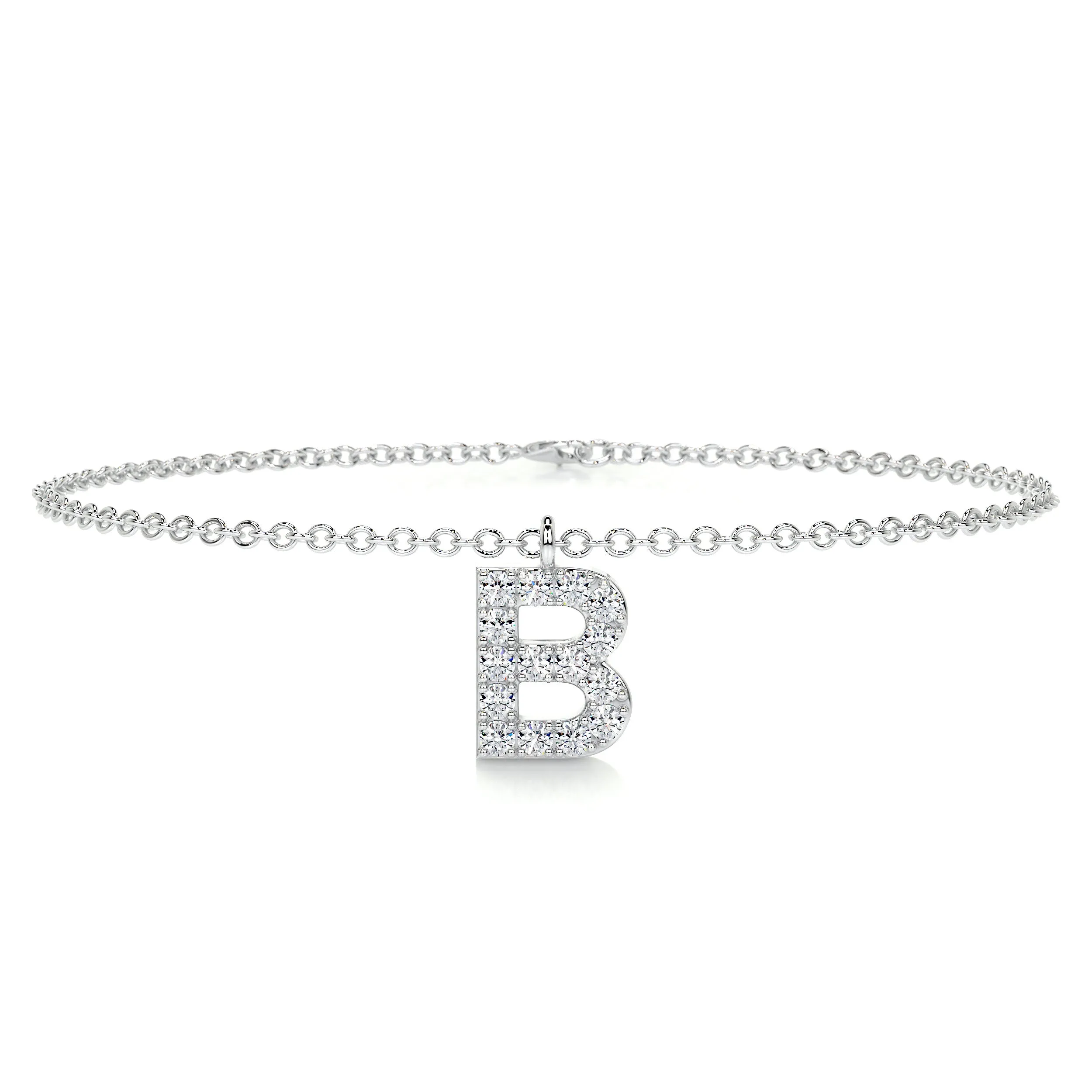 Barbara Letter Diamonds Bracelet   (0.15 Carat) -18K White Gold